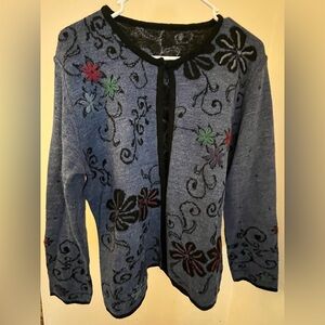 Eclipse Reversible Alpaca Blend Floral Cardigan